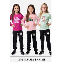Fyk Kids 3'lü Kız Çocuk Baskılı Bel Detayı Lastikli Alt-üst Pijama Takımı Çok Renkli Fyk Kids 3'lü Kız Çocuk Baskılı Bel Detayı Lastikli Alt-üst Pijama Takımı Çok Renkli