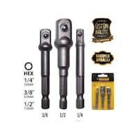Meşem Lokma Adaptörü 3'lü Set ( 1/4 x 65 Mm - 3/8 x 65 Mm - 1/2 x 73 Mm ) Meşem Lokma Adaptörü 3'lü Set ( 1/4 x 65 Mm - 3/8 x 65 Mm - 1/2 x 73 Mm )