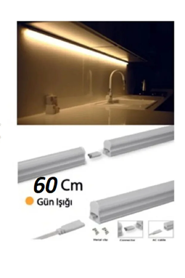 Cata Mutfak Tezgah Aydınlatması Led Lamba Ve 1,5metre Kablo Seti-60cm Günışığı Renk Gün Işığı