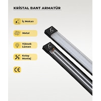 60w Siyah Kristal Led Bant Armatür 6500k Beyaz Işık 120 Cm 60w Siyah Kristal Led Bant Armatür 6500k Beyaz Işık 120 Cm