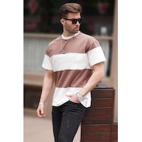 Madmext Vizon Oversize Renk Bloklu Bisiklet Yaka Tişört 7020-vizon Vizon Madmext Vizon Oversize Renk Bloklu Bisiklet Yaka Tişört 7020-vizon Vizon