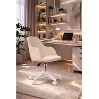 Sude Beyaz Ayaklı Çalışma Koltuğu Tekerlekli Ayarlanabilir Ofis Sandalyesi Baby Face Kumaş Bej Sude Beyaz Ayaklı Çalışma Koltuğu Tekerlekli Ayarlanabilir Ofis Sandalyesi Baby Face Kumaş Bej