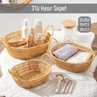 Porsima 302b 3lü Düzenleyici Oval Hasır Sepet Seti Ekmeklik Sepet Porsima 302b 3lü Düzenleyici Oval Hasır Sepet Seti Ekmeklik Sepet