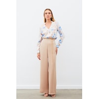 Sateen Desenli Kruvaze Bluz - Mavi-135215 Mavi Sateen Desenli Kruvaze Bluz - Mavi-135215 Mavi