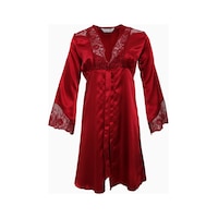 Nurteks Dantel Detaylı Askılı Gecelik & Sabahlık Bordo 001 Nurteks Dantel Detaylı Askılı Gecelik & Sabahlık Bordo 001