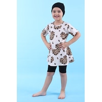 Zuzunga Leopar Desenli Kız Çocuk Boneli Mayo Takımı Siyah Zuzunga Leopar Desenli Kız Çocuk Boneli Mayo Takımı Siyah
