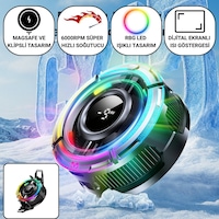 Polham Magsafe Ve Klipsli Rgb Led Süper Soğutucu 6000rpm Ultra Hızlı Fan Dijital Ekranlı Isı Göstergeli Polham Magsafe Ve Klipsli Rgb Led Süper Soğutucu 6000rpm Ultra Hızlı Fan Dijital Ekranlı Isı Göstergeli