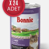 Bonnie Biftekli Sos İçinde Et Parçacıklı Yetişkin Kedi Konserve Yaş Mama 400 Gr X 24 Adet Bonnie Biftekli Sos İçinde Et Parçacıklı Yetişkin Kedi Konserve Yaş Mama 400 Gr X 24 Adet