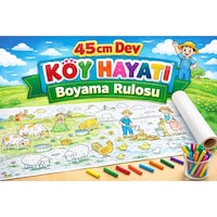 45 Cm Dev Köy Hayatı Boyama Rulosu 4 Metre Uzunlukta Dev Boyama Kağıdı