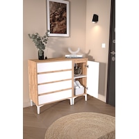 Df11105 Şifonyer 4 Çekmeceli Kapaklı Raflı Çok Amaçlı Depolama Dolabı, Ayakkabılık, Modern Şifonyer Beyaz-çam Df11105 Şifonyer 4 Çekmeceli Kapaklı Raflı Çok Amaçlı Depolama Dolabı, Ayakkabılık, Modern Şifonyer Beyaz-çam