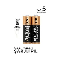 Exenar - Siyah - Şarjlı Kalın Kalem Pil Aa Şarj Edilebilir Pil 1.5v 2800mwh Lityum-ion Kalın Pil Aa 5 Type-c Şarjlı Exenar - Siyah - Şarjlı Kalın Kalem Pil Aa Şarj Edilebilir Pil 1.5v 2800mwh Lityum-ion Kalın Pil Aa 5 Type-c Şarjlı