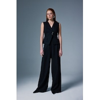 Sateen Sofia Palazzo Pantolon - Siyah-137035 siyah Sateen Sofia Palazzo Pantolon - Siyah-137035 siyah