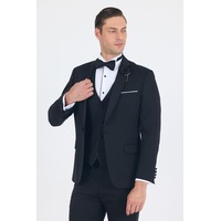 İmza Siyah Mono Yaka Tek Düğme Slim Fit Yelekli Ceremony Takım Elbise 1001250201 Siyah İmza Siyah Mono Yaka Tek Düğme Slim Fit Yelekli Ceremony Takım Elbise 1001250201 Siyah