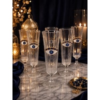6 Lı Kristal Cam Nazar Göz Kahve Yanı Bardağı Su Bardak 150ml Şeffaf 6 Lı Kristal Cam Nazar Göz Kahve Yanı Bardağı Su Bardak 150ml Şeffaf