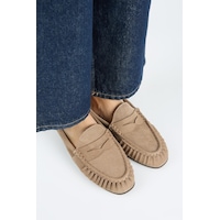 Manijero Tuubi Kadın Hakiki Deri Pileli Loafer Vizon Ayakkabı Manijero Tuubi Kadın Hakiki Deri Pileli Loafer Vizon Ayakkabı