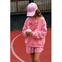 Monila Kız Çocuk 3 İplik Kumaş Baskılı Pamuklu Sweatshirt Pembe Monila Kız Çocuk 3 İplik Kumaş Baskılı Pamuklu Sweatshirt Pembe