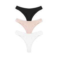 Cottonhill Basic Pamuklu Kadın Tanga 3'lü Paket Külot Renkli-1 Çok Renkli Cottonhill Basic Pamuklu Kadın Tanga 3'lü Paket Külot Renkli-1 Çok Renkli