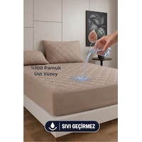 %100 Pamuk Renkli Kapitone Sıvı Geçirmez Alez Çarşaf - Kahverengi %100 Pamuk Renkli Kapitone Sıvı Geçirmez Alez Çarşaf - Kahverengi