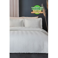 Evlen Home Ponponlu %100 Pamuk Tek Kişilik Günlük Yatak Örtüsü Pike Takımı Seti Krem / Kırık Beyaz Evlen Home Ponponlu %100 Pamuk Tek Kişilik Günlük Yatak Örtüsü Pike Takımı Seti Krem / Kırık Beyaz
