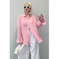 Madmext Pembe Muslin Kumaş Basic Kadın Gömlek Mg1660 Pembe Madmext Pembe Muslin Kumaş Basic Kadın Gömlek Mg1660 Pembe