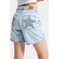 it's basic Kadın Kot Rengi T-4s6-3 Mom Fit Midi Boy Parlak Yıldız Taşlı Özel Tasarım Denim Şort Kot Renk it's basic Kadın Kot Rengi T-4s6-3 Mom Fit Midi Boy Parlak Yıldız Taşlı Özel Tasarım Denim Şort Kot Renk