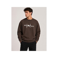 Herkesemoda Risk Detaylı Baskılı Bisiklet Yaka Şardonlu 2 İplik Sweatshirt Kahverengi Herkesemoda Risk Detaylı Baskılı Bisiklet Yaka Şardonlu 2 İplik Sweatshirt Kahverengi