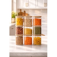 Porsima 5-3 Bambu Vakumlu Kapaklı Kare Borsilikat Cam 9lu Kavanoz Seti Saklama Kabı 750ml 7,5x15cm Ahşap - Şeffaf Porsima 5-3 Bambu Vakumlu Kapaklı Kare Borsilikat Cam 9lu Kavanoz Seti Saklama Kabı 750ml 7,5x15cm Ahşap - Şeffaf