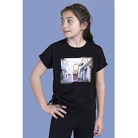 Toontoy Kids Toontoy Kız Çocuk Dijital Baskılı Tişört Siyah Toontoy Kids Toontoy Kız Çocuk Dijital Baskılı Tişört Siyah