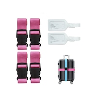 Tarix 4 Adet Pembe Valiz Kemeri + 2 Adet Beyaz Valiz Etiketi Pembe Tarix 4 Adet Pembe Valiz Kemeri + 2 Adet Beyaz Valiz Etiketi Pembe