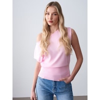 Dilvin 10870 Lyocell Karışımlı Dökümlü Bluz-toz Pembe