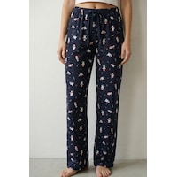 Elemge %100 Pamuk Süprem Kadın Pijama Altı Kardan Adam Baskı Bol Kalıp Kurdeleli Terletmez Lacivert Cepsiz Elemge %100 Pamuk Süprem Kadın Pijama Altı Kardan Adam Baskı Bol Kalıp Kurdeleli Terletmez Lacivert Cepsiz