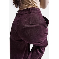 Kadın Bordo W6-52 Straight Crop Pürüzsüz Velvet Kadife Kumaş Pantolon