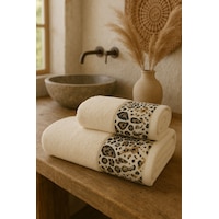 Ayla Model Baskılı 2'li Banyo Havlu Seti Black Leopar Ayla Model Baskılı 2'li Banyo Havlu Seti Black Leopar