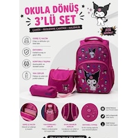 Kuromi Desenli Üçlü Kız Çocuk İlkokul Çantası + Termal Beslenme Çantası + Kalemlik Pembe Kuromi Desenli Üçlü Kız Çocuk İlkokul Çantası + Termal Beslenme Çantası + Kalemlik Pembe