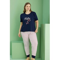 Siyah İnci Curve Büyük Beden Battal Boy Pamuklu Pijama Takım25113815 Lacivert Siyah İnci Curve Büyük Beden Battal Boy Pamuklu Pijama Takım25113815 Lacivert