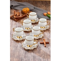 Cooker 220 Ml 6'lı Şık Tasarım Altın Yaldızlı Porselen Çay Fincan Takımı - Şık Kutulu Hediyelik Diğer Cooker 220 Ml 6'lı Şık Tasarım Altın Yaldızlı Porselen Çay Fincan Takımı - Şık Kutulu Hediyelik Diğer