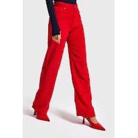 it's basic Kadın Kırmızı Doris 26w5-19 Straight Fit Yüksek Bel Kalın Fitilli Kadife Velvet Kumaş Pantolon it's basic Kadın Kırmızı Doris 26w5-19 Straight Fit Yüksek Bel Kalın Fitilli Kadife Velvet Kumaş Pantolon