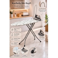Perilla Doğrular Kate Present Kaymaz Tabanlı Ütü Koyma Aparatlı Ütü Masası 38x155 Cm Diğer