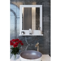 Makbulce Safir Raflı Dresuar Banyo Aynası 60 x 45 Beyaz Makbulce Safir Raflı Dresuar Banyo Aynası 60 x 45 Beyaz