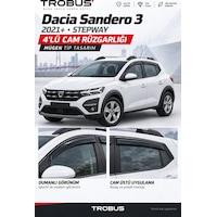 Dacia Sandero Stepway 2026 Mügen Cam Rüzgarlığı 4'lü Dacia Sandero Stepway 2026 Mügen Cam Rüzgarlığı 4'lü