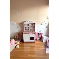 Pembe Boyalı 2 Kapaklı Oyuncak Mutfak Ekonomik Seri