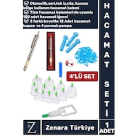 Otomatik Seri Hacamat Kalemi 100 Adet İğne 12 Adet Kupa 4 Parmak Pompa 4'lü Premium Hacamat Seti