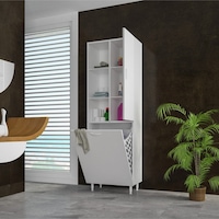 Tek Kapaklı Sepetli Banyo Dolabı Beyaz Tek Kapaklı Sepetli Banyo Dolabı Beyaz