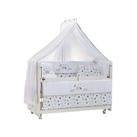 Meltem Kids Woody Anne Yanı Ahşap Sallanır Beşik 60 x 120 CM (Beyaz - Kuzu) Beyaz