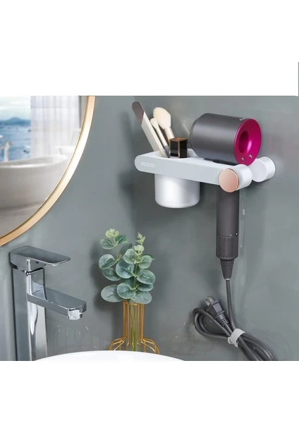 Ecoco Duvara Yapışkanlı Saç Kurutma Makinesi Tutacağı Ve Düzenleyici Gri Beyaz Beyaz - Gri Ecoco Duvara Yapışkanlı Saç Kurutma Makinesi Tutacağı Ve Düzenleyici Gri Beyaz Beyaz - Gri