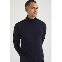 Lacivert Erkek Slim Fit Yarım Balıkçı Yaka Akrilik-pamuk Karışımlı Basic Triko Kazak Lacivert Lacivert Erkek Slim Fit Yarım Balıkçı Yaka Akrilik-pamuk Karışımlı Basic Triko Kazak Lacivert