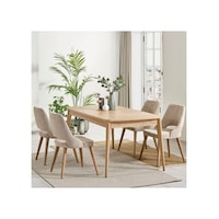 Orin 80x132 Mdf Meşe Masa 4 Krem Sandalye Krem Orin 80x132 Mdf Meşe Masa 4 Krem Sandalye Krem