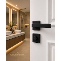 Mat Siyah Kare Rozetli Wc Banyo Kapı Kolu Alüminyum Yapı Modern Tasarım Mat Siyah Kare Rozetli Wc Banyo Kapı Kolu Alüminyum Yapı Modern Tasarım