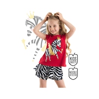 Balerin Zebra Kız Çocuk T-Shirt Şort Takım Balerin Zebra Kız Çocuk T-Shirt Şort Takım