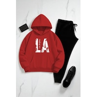 Uyguntarz Unisex Los Angeles Baskılı Eşofman Takımı Kırmızı Uyguntarz Unisex Los Angeles Baskılı Eşofman Takımı Kırmızı